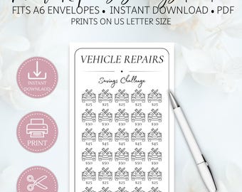 NEW* Vehicle Repairs Savings Tracker: A6 Cash Envelope Insert (Digital Download)