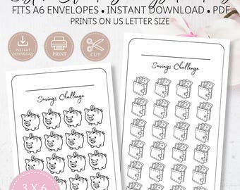 Custom Blank Savings Trackers: Printable A6 Envelope Inserts (PDF Download)
