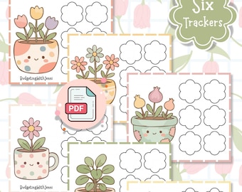 Tiny Blank Savings Challenges: Kawaii Potted Plants, Cash Stuffing, Envelope Inserts (PDF)