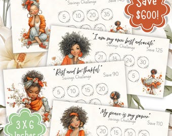 Mini Savings Challenges: Save 600 Dollars, A6 Budgeting Inserts (PNG Download)