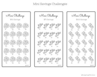 Mini Savings Challenge ~ Save 50, 75 & 100 Dollars ~ Low Budget ~ Fits Inside A6 Envelope ~ PDF ~ Printable
