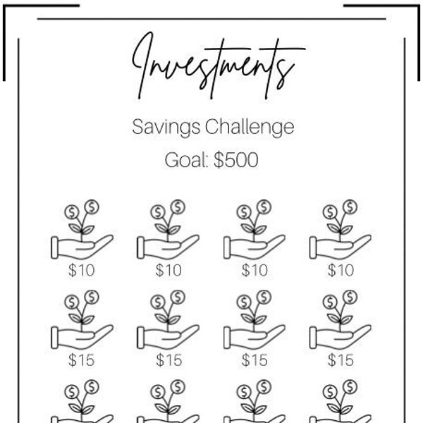A7 Investments Savings Challenge ~ Save 500 Dollars ~ Low Budget ~  Fits A7 Envelope ~ PDF