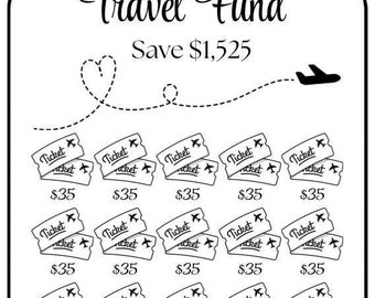 Travel Fund ~ Save 1525 Dollars ~ Fits Inside A6 Cash Envelopes ~ PDF
