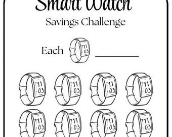 Smart Watch Savings Challenge ~ Fits Inside A6 Zipper Envelopes ~ Size is 3 X 6 Inches ~ PDF