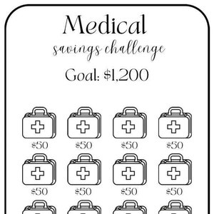 Desafío de Ahorro Médico ~ Ahorre 1200 dólares ~ Encaja en sobres tamaño A6 ~ PDF