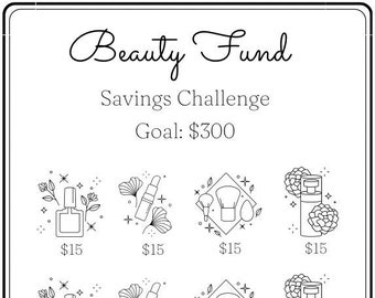 Beauty Fund Savings Challenge: Save 300 Dollars, Printable A6 Envelope Insert (PDF)