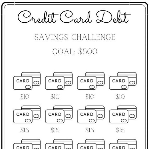 Mini Savings Challenge ~ Credit Card Debt Challenge ~ Save 500 Dollars ~ Personal Finance ~ Fits A6 Envelope ~ PDF ~ Printable