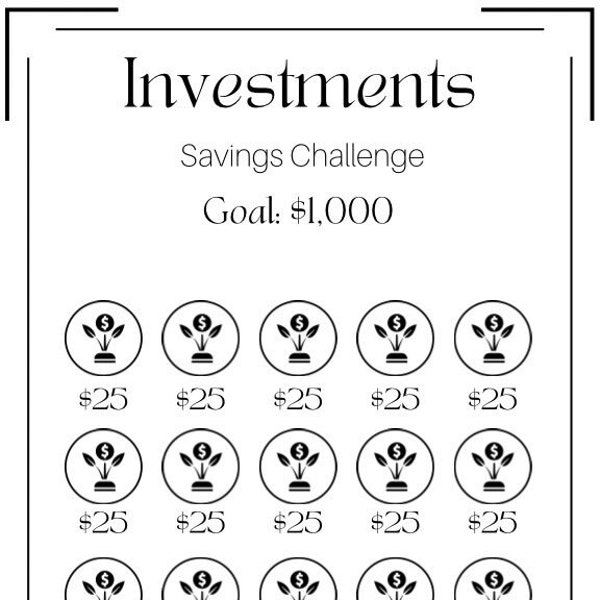 Mini Savings Challenge ~ Investment Savings Challenge ~ Save 1000 Dollars ~ Personal Finance ~ Fits A6 Cash Envelope ~ PDF ~ Printable