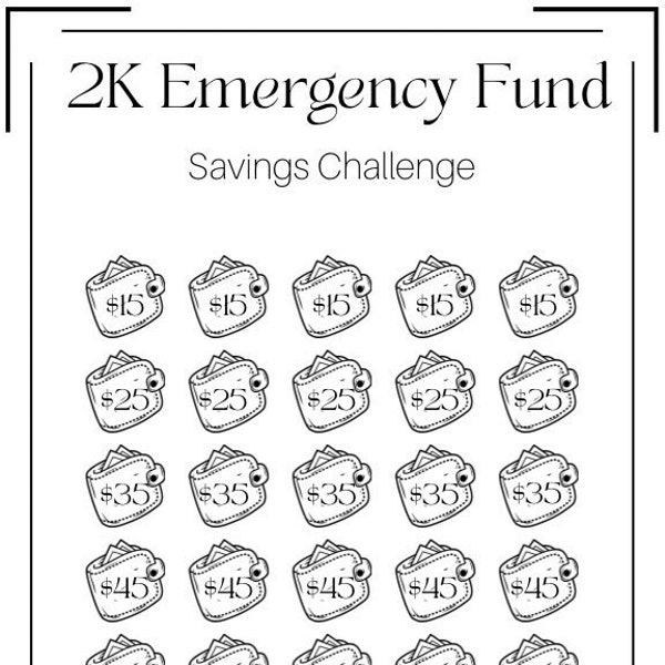 Défi Économies d'urgence 2K ~ Convient aux enveloppes A6 ~ PDF