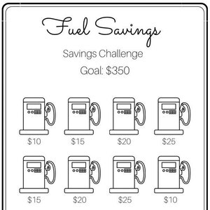 Save For Gas Challenge ~ Save 350 Dollars ~ Low Budget ~ Fits Inside A6 Envelopes ~ PDF