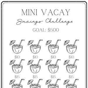 Mini Savings Challenge ~ Vacation Savings Challenge ~ Save 500 ~ Low Budget ~ PDF ~ Printable