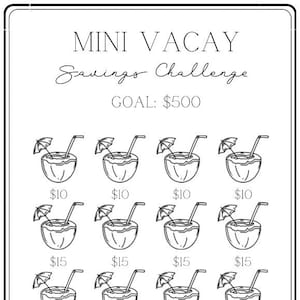 Mini Vacation Savings Challenge ~ Save 500 ~ Low Budget ~ PDF