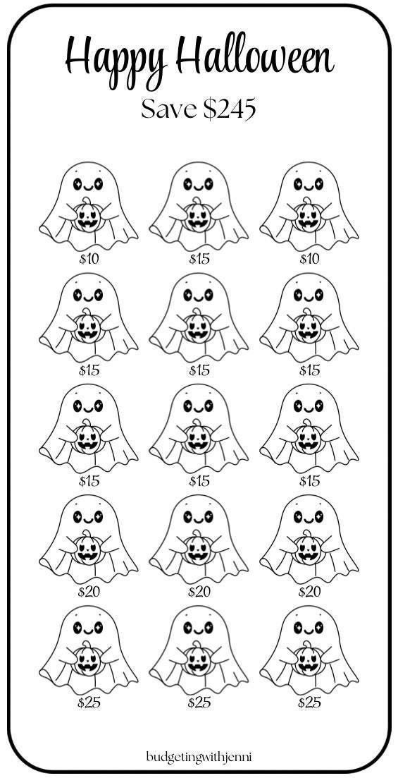 Halloween Savings Challenge ~ Save 245 Dollars ~ Low Budget ~ Fits Inside A6 Cash Envelopes ~ PDF