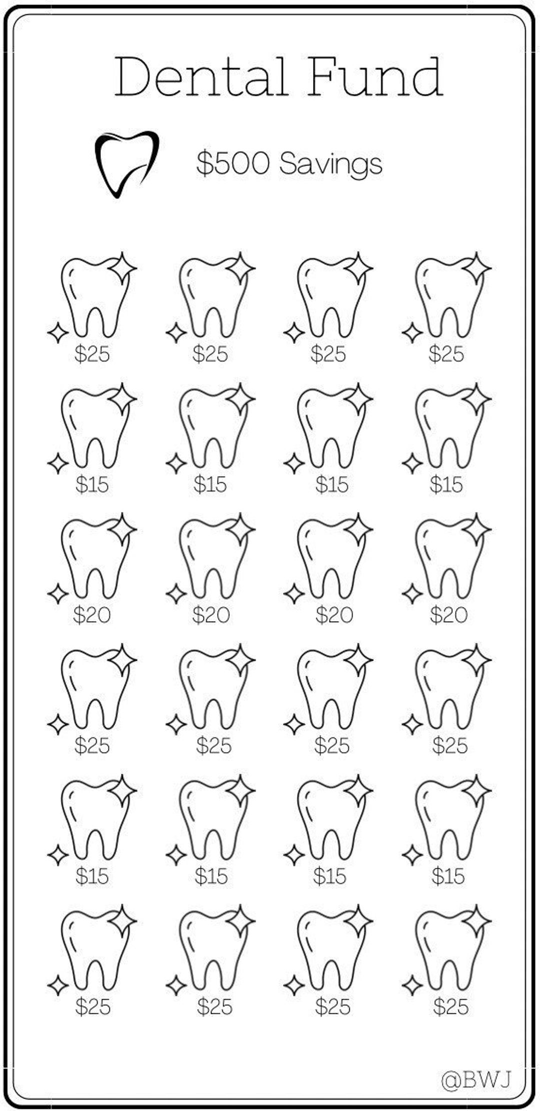 Mini Savings Challenge Dental Fund Savings Challenge Save Etsy