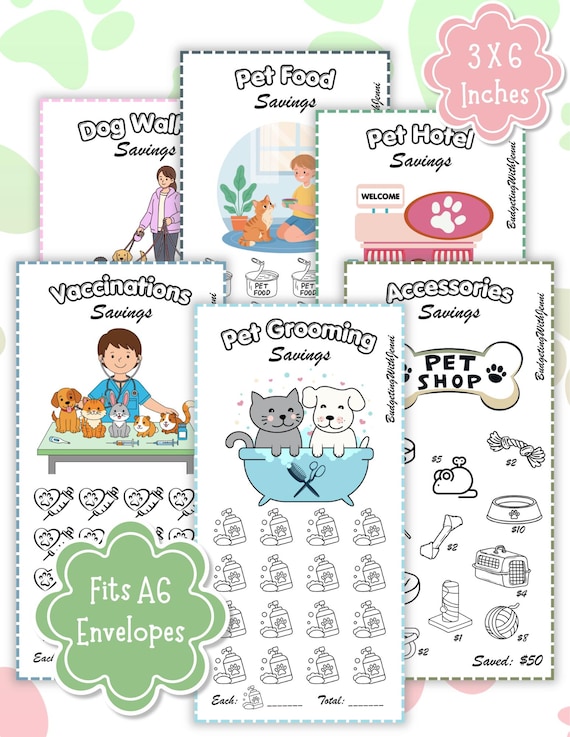 Pet Care Savings Bundle: Grooming, Food, Vaccinations A6 Envelope Inserts (PDF)