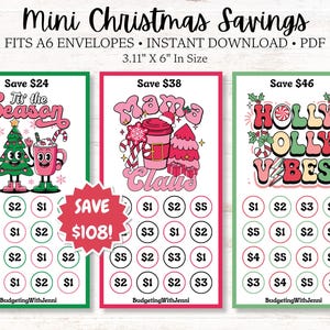 Mini Christmas Savings Challenges: A6 Envelope Inserts (PDF Download) image 1