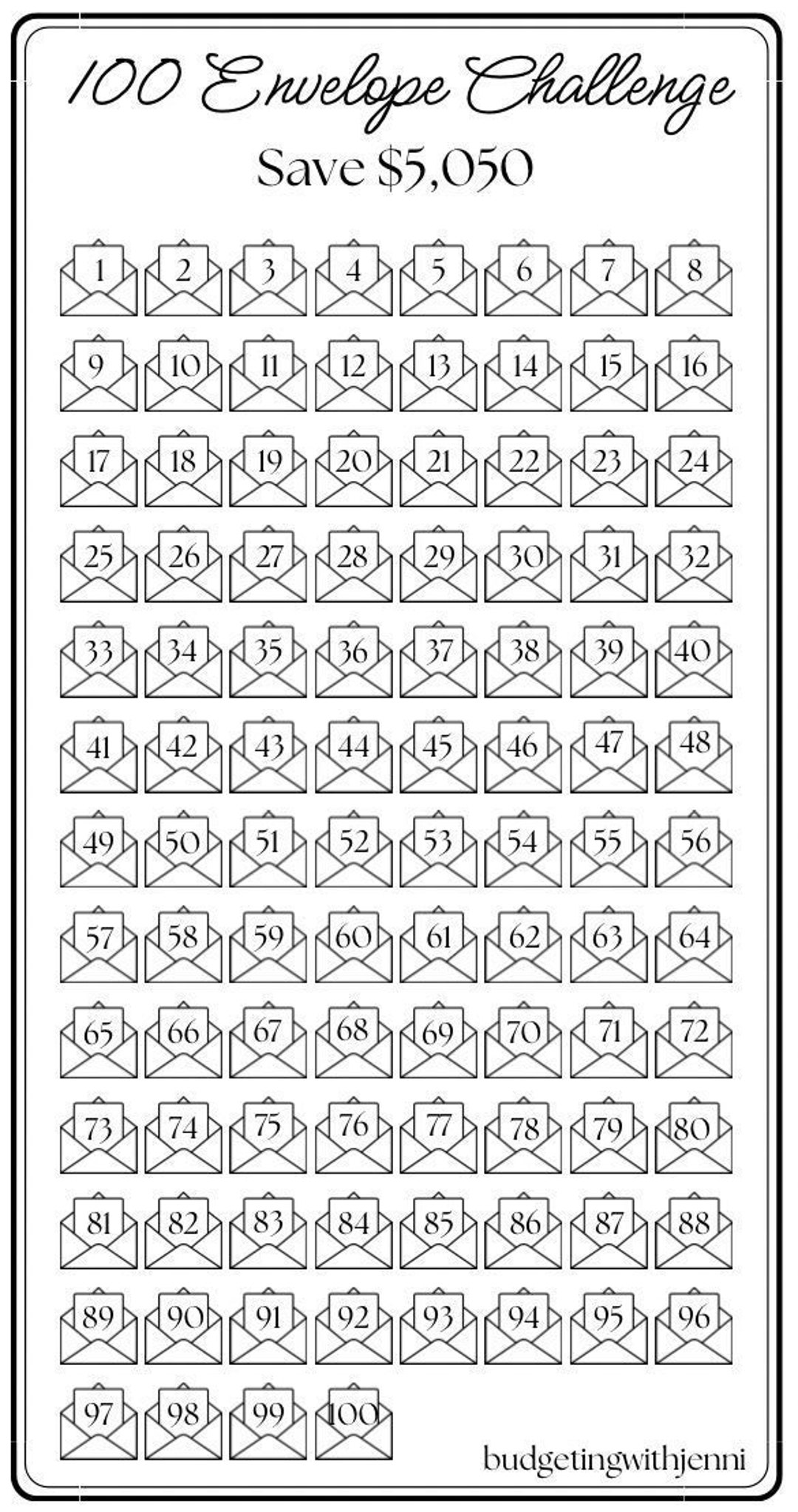 100-envelope-challenge-save-5050-dollars-fits-inside-a6-envelopes-size-is-3-11-x-6-inches-pdf-etsy for Free Printable 100 Envelope Challenge 5050 100 Envelope Challenge ~ Save 5050 Dollars ~ Fits Inside A6 Envelopes ~ Size is 3.11 X 6 Inches ~ PDF - Etsy for Free Printable 100 Envelope Challenge 5050