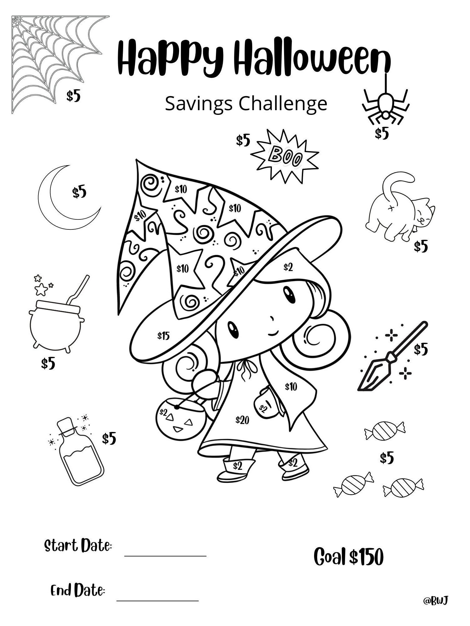 Halloween Savings Challenge Save 150 Dollars Low Budget Etsy