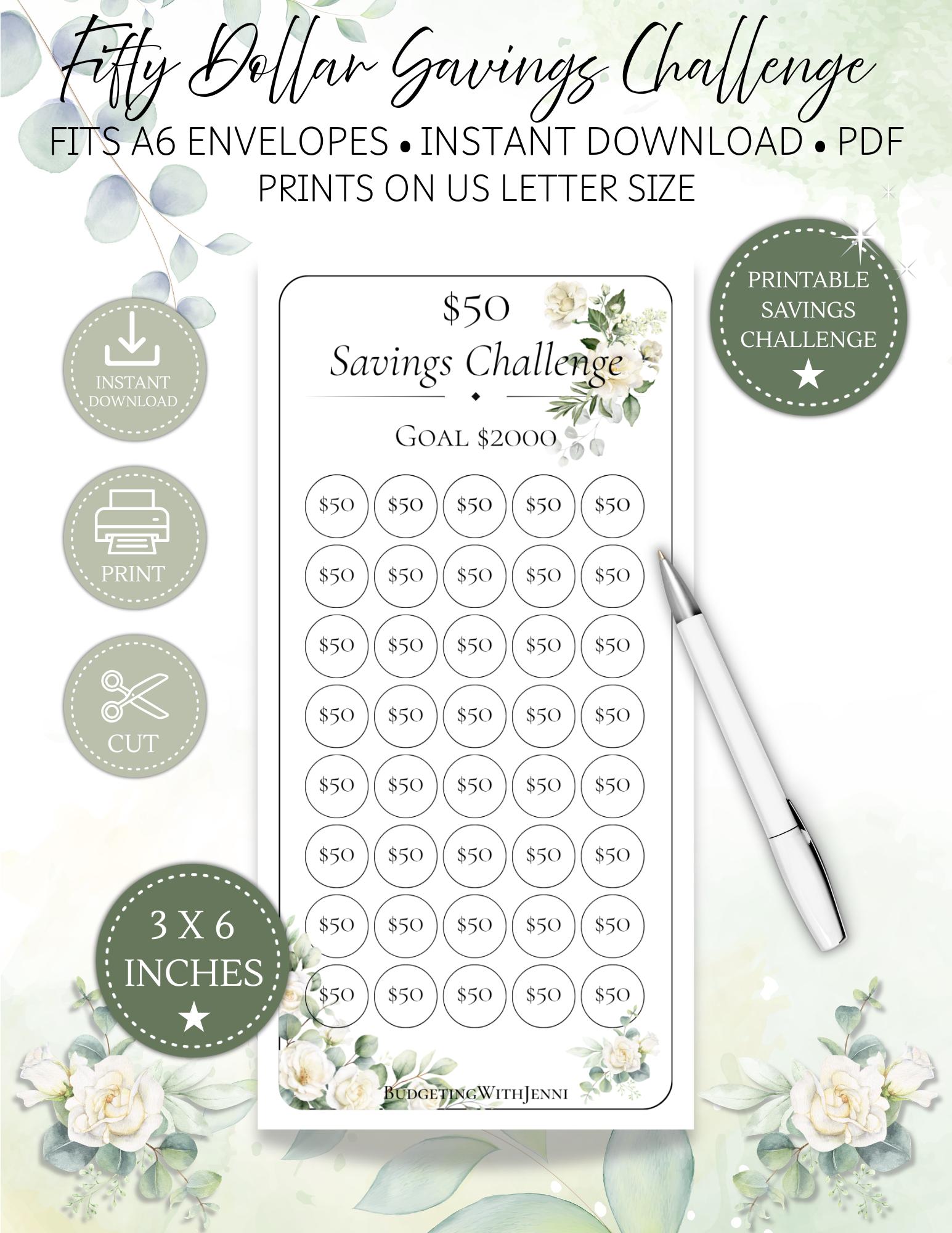 New Design* 50 Dollar Savings Challenge: Save 2000 Dollars