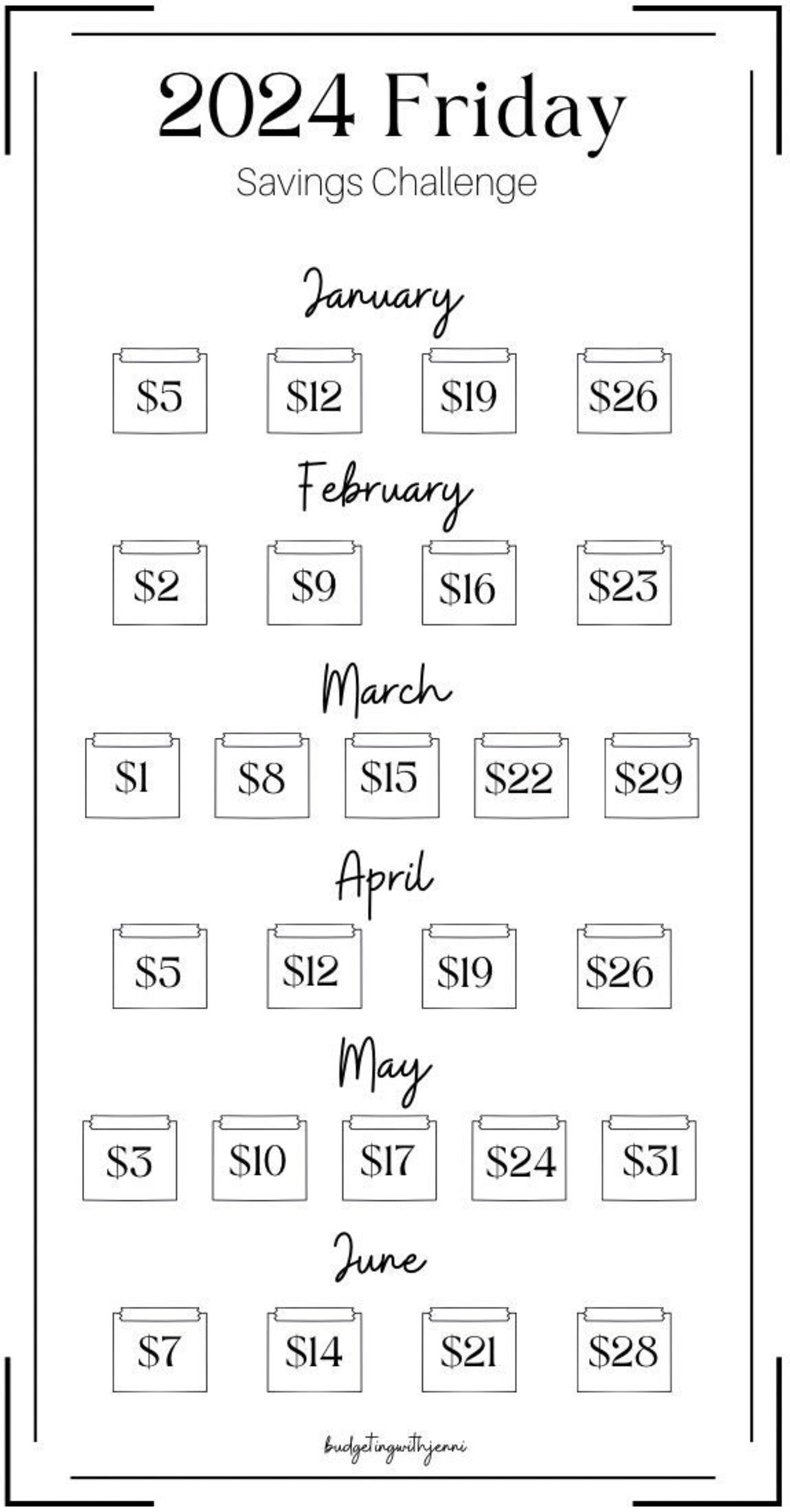 2024 Friday Savings Challenge Save 811 Dollars Low Budget Fits A6