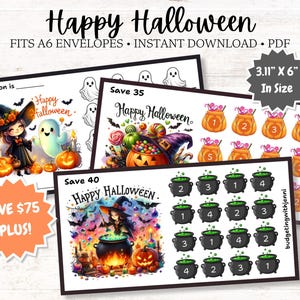 Happy Halloween Spar-Challenges: Save 75 Plus, A6 Kuvert Einlagen (PDF/PNG Download)