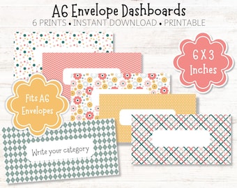 Budget Binder Envelope Inserts: A6 Dashboards, Printable (PDF)