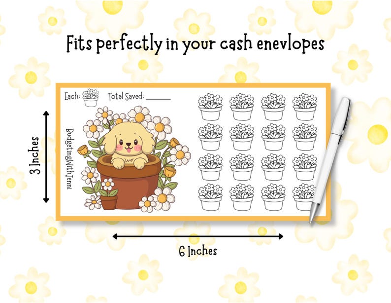 Puppy & Flowers Savings: A6 Envelope Inserts (digital Download) - Etsy