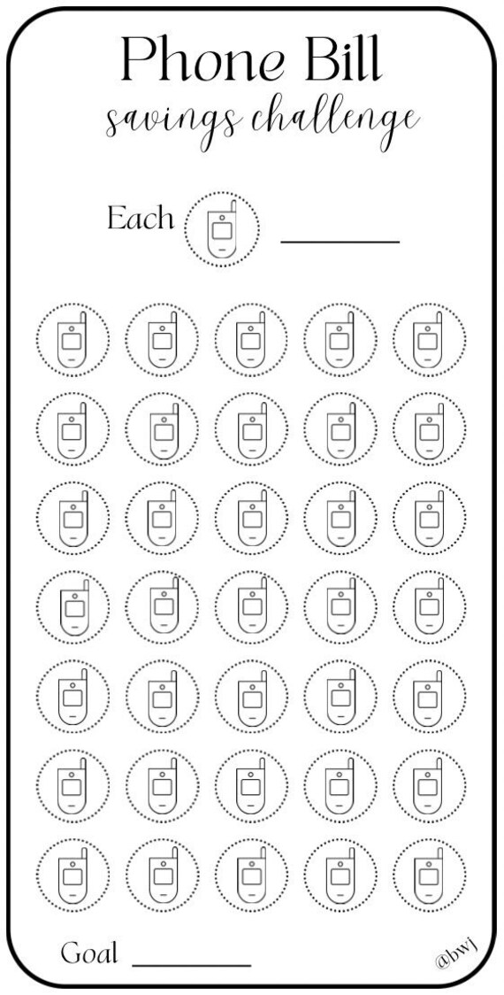 Phone Bill Savings Tracker ~ Personal Finance ~ Fits Inside A6 Envelopes ~ PDF