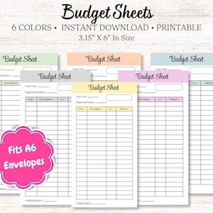 予算シート | 予算トラッカー：6色、A6封筒入り（PDFダウンロード）