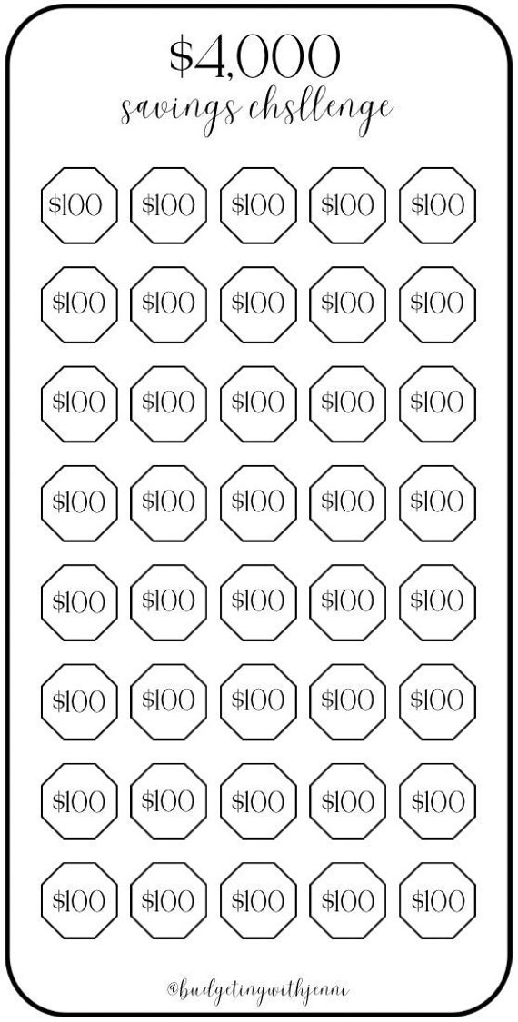 100 Dollar Savings Challenge ~ Save 4000 Dollars ~ Fits