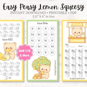 Easy Peasy Lemon Squeezy Savings Challenges: Save 78 Plus, A6 Envelope Inserts (PDF Download)