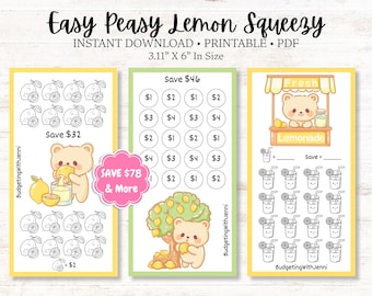 Easy Peasy Lemon Squeezy Savings Challenges: Save 78 Plus, A6 Envelope Inserts (PDF Download)