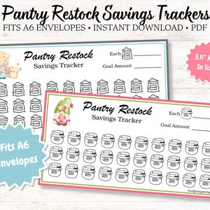Pantry Restock Savings Trackers: Printable A6 Envelope Inserts (PDF)