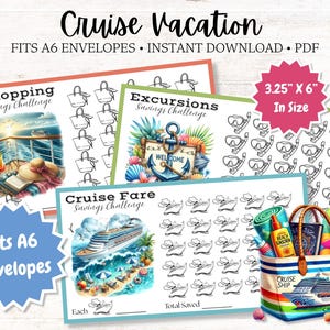 Cruise Vacation Savings Challenges: A6 Cash Envelope Inserts (PDF)
