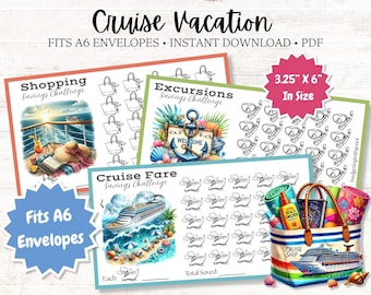 Cruise Vacation Savings Challenges: A6 Cash Envelope Inserts (PDF)