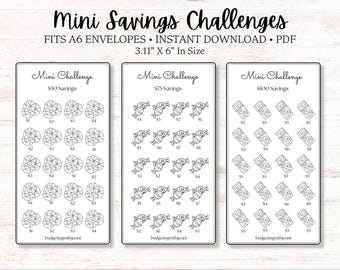 Mini Savings Challenge, Low Budget, A6 Envelope (PDF)