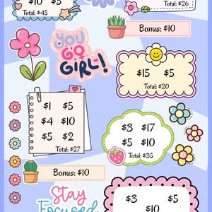 Sticky Notes Savings Challenges: Save 750 Dollars, Printable A6 Envelope Inserts (PDF) image 3