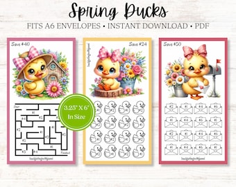 Spring Ducks Savings Challenge: A6 Budgeting Printable (PDF/PNG Download)