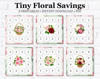 Tiny Floral Savings Challenges ~ 252 In Total Savings ~ Low Budget ~ Printable PDF