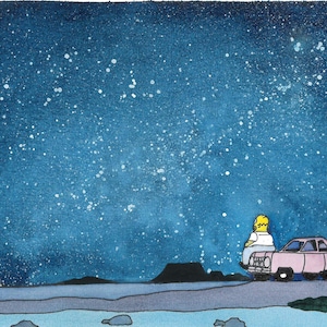 The Simpsons Digital Download Watercolour Print | Homer Simpson | Mother Simpson