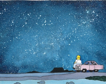 The Simpsons Digital Download Watercolour Print | Homer Simpson | Mother Simpson