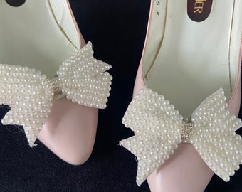 Clip per scarpe fiocchi per scarpe con perle bianche clip su fiocchi per scarpe da sposa accessori da sposa bianchi