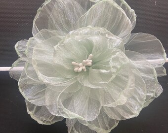 Mint green chiffon rose choker on suede chord delicate singe flower pastel green 10cm chiffon bridal accessories