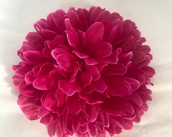 Fabric flower brooch raspberry oversized chrysanthemum flower ball brooch 6 inch hot pink berry flowers gifts for mum