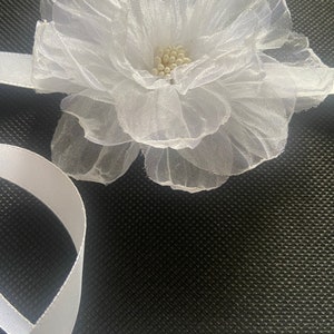 White chiffon rose choker on satin ribbon delicate singe flower white 10cm bridal accessories image 10