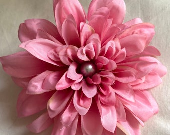 Pink fabric flower brooch pink wedding flower pin brooch 12cm flower brooch hot pink