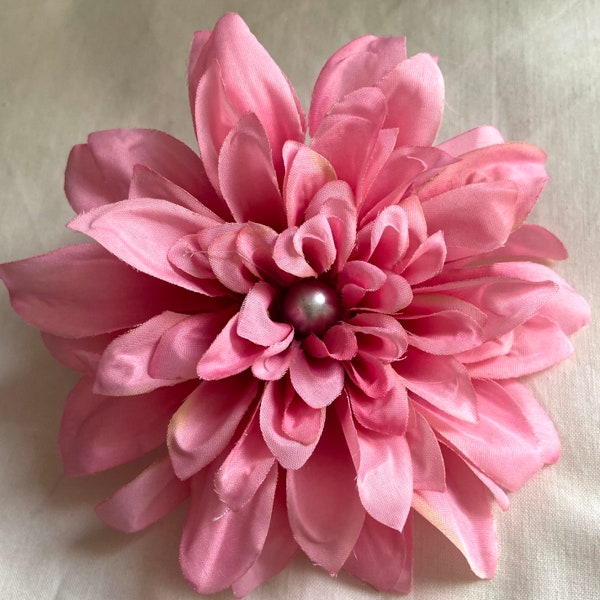 Pink fabric flower brooch pink wedding flower pin brooch 12cm flower brooch hot pink