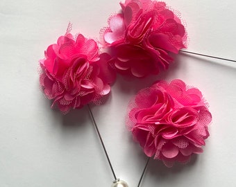 Pink wedding buttonholes wedding boutonnières bubblegum pink