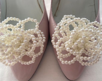Shoe clips ivory pearl wedding shoe flowers 3D shoe flowers wedding shoe clips