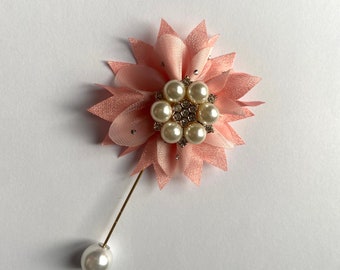 Pink buttonhole wedding boutonnieres pink flower lapel pin